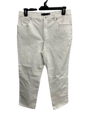 Gloria Vanderbilt 16P White Petite Capri Mid-Rise Cotton Blend Coastal Minimalis
